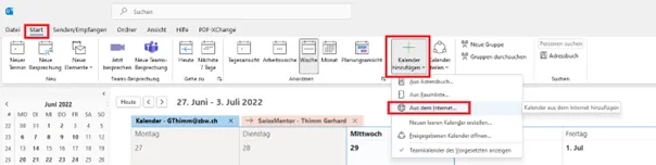 Outlook Kalender hinzufügen