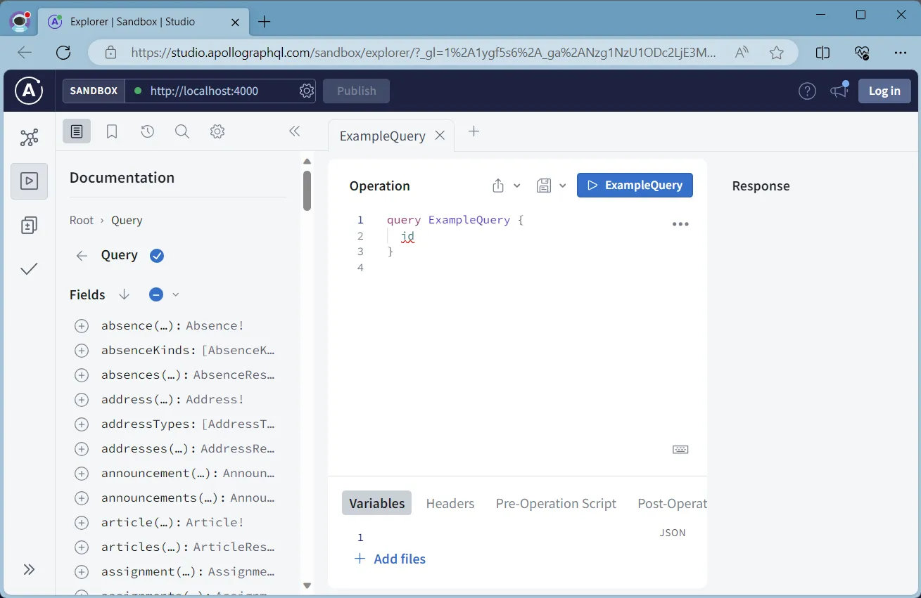 GraphQL Sandbox Interface