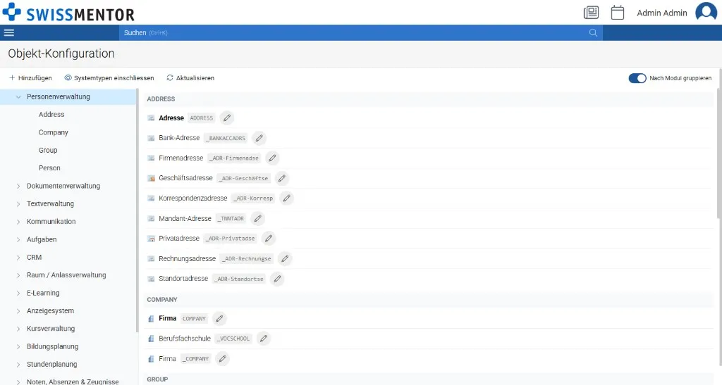 Objekt-Typ Detailseite – Eigenschaften
